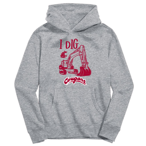 Washington State University WSU Cougars Excavator Heather Grey Cotton Youth Hoodie