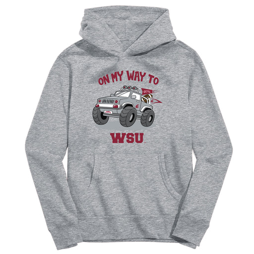 Washington State University WSU Cougars On My Way Monster Truck Heather Grey Cotton Youth Hoodie