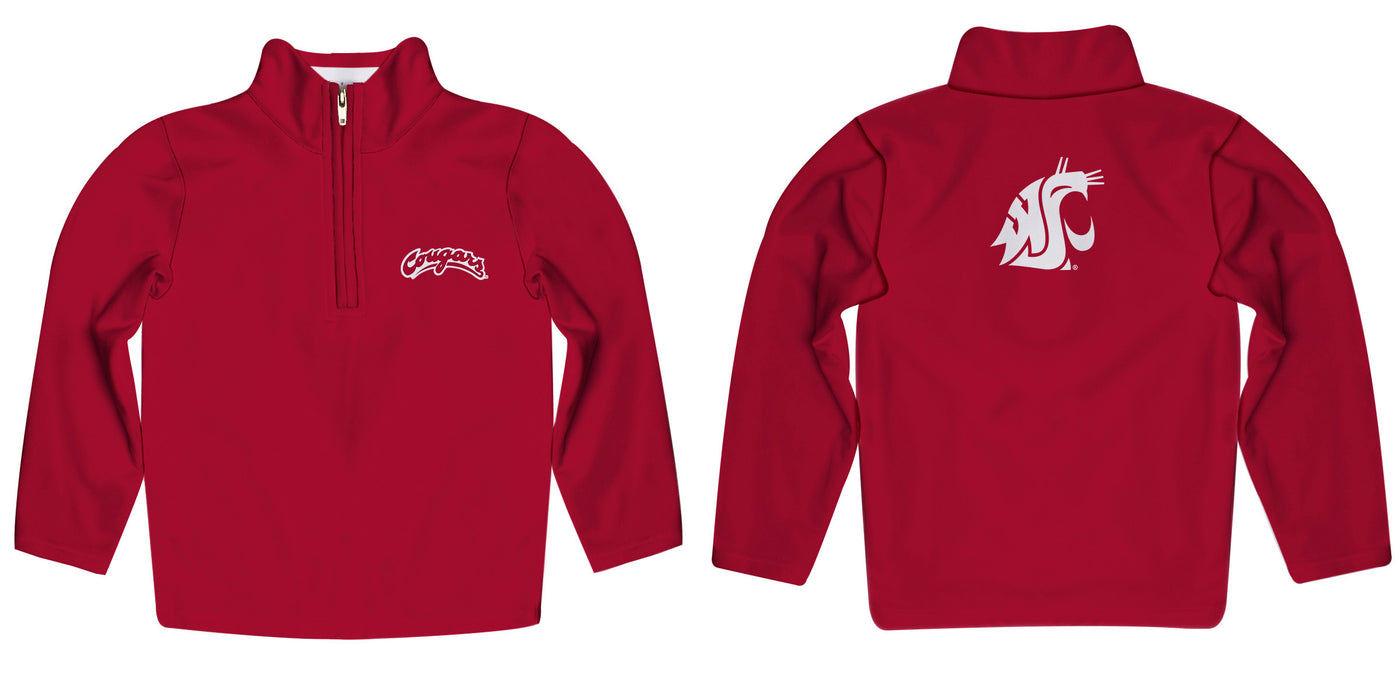 Washington State University WSU Cougars Vive La Fete Game Day Solid Crimson Quarter Zip Pullover Sleeves - Vive La Fête - Online Apparel Store