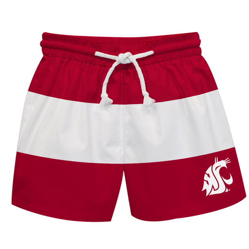 Washington State University WSU Cougars Vive La Fete Crimson Stripes Swimtrunks V1