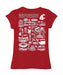 Washington State Cougars WSU Hand Sketched Vive La Fete Impressions Artwork Red Girls Cotton Short Sleeve Tee - Vive La Fête - Online Apparel Store