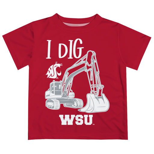 Washington State University WSU Cougars Vive La Fete Excavator Boys Game Day Crimson Short Sleeve Tee