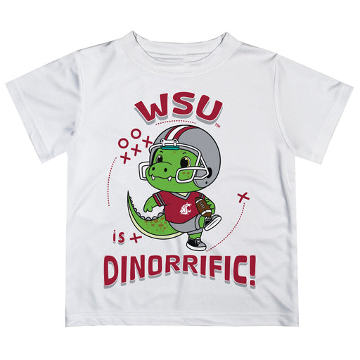 Washington State University WSU Cougars Vive La Fete Dinorrific Boys Game Day White Short Sleeve Tee