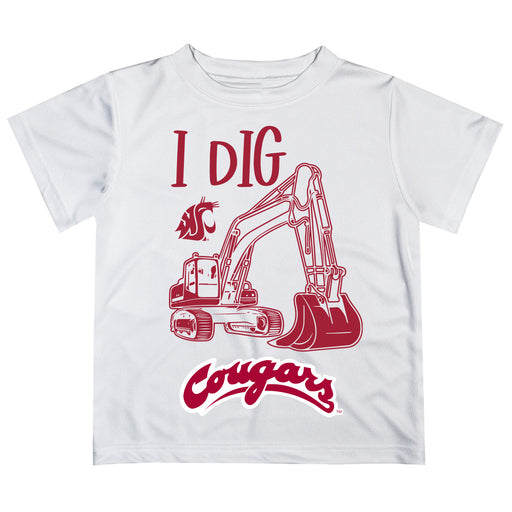 Washington State University WSU Cougars Vive La Fete Excavator Boys Game Day White Short Sleeve Tee