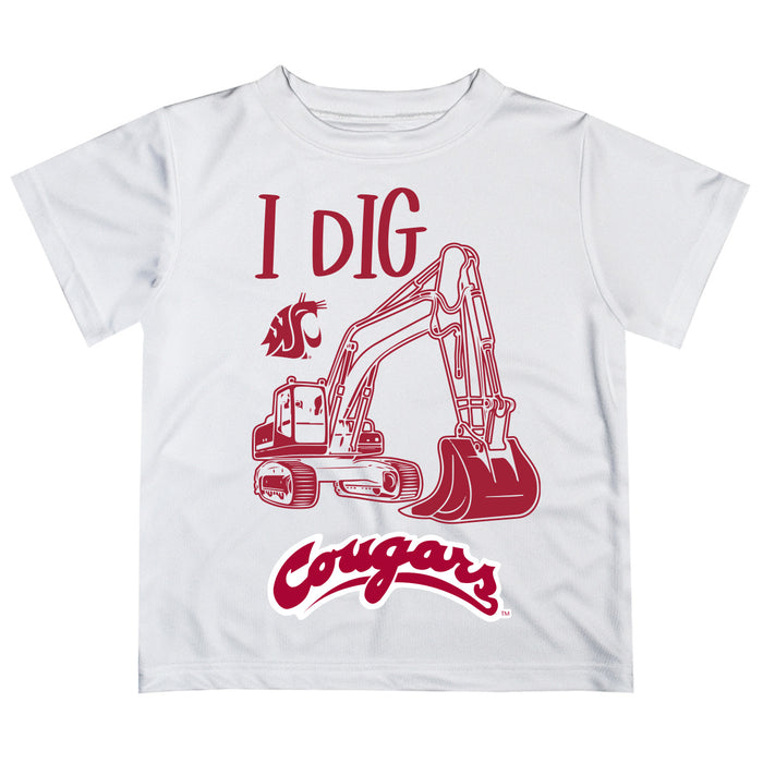 Washington State University WSU Cougars Vive La Fete Excavator Boys Game Day White Short Sleeve Tee