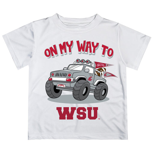 Washington State University WSU Cougars Vive La Fete Monster Truck Boys Game Day White Short Sleeve Tee