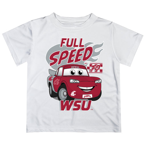 Washington State University WSU Cougars Vive La Fete Toy Racing Car Boys Game Day White Short Sleeve Tee