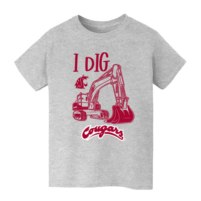 Washington State University WSU Cougars Vive La Fete Excavator Heather Grey Cotton Short Sleeve Tee