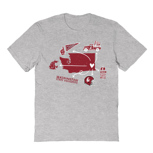 Washington State Cougars WSU Hand Sketched Vive La Fete Impressions Icones Kids Grey T-shirt