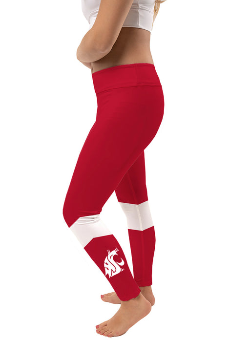 Washington State Cougars Vive La Fete Game Day Collegiate Ankle Color Block Women Red White Yoga Leggings - Vive La Fête - Online Apparel Store