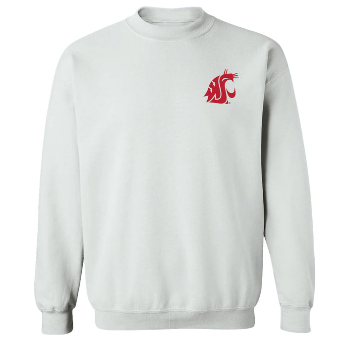 Washington State Cougars WSU Hand Sketched Vive La Fete Impressions Artwork White Crew Neck Sweatshirt for Women