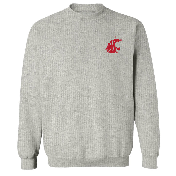 Washington State Cougars WSU Hand Sketched Vive La Fete Impressions Artwork Gray Crew Neck Sweatshirt for Women