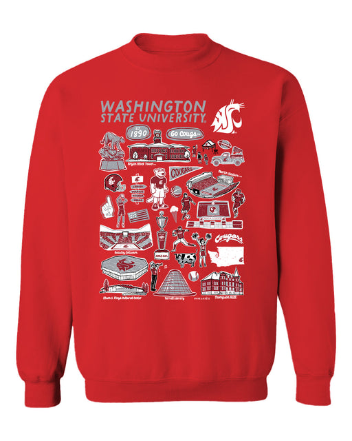 Washington State Cougars WSU Vive La Fete Impressions Red Cotton Crewneck Sweatshirt for Women
