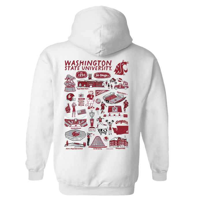 Washington State Cougars WSU Hand Sketched Artwork Cotton Fleece Women Hoodie - Vive La Fête - Online Apparel Store