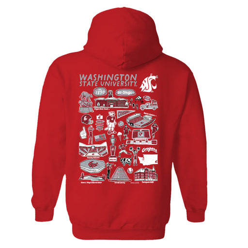 Washington State Cougars WSU Hand Sketched Artwork Cotton Fleece Women Hoodie - Vive La Fête - Online Apparel Store