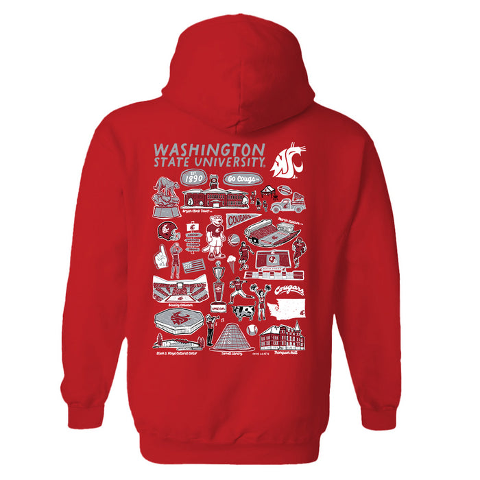 Washington State Cougars WSU Hand Sketched Artwork Cotton Fleece Women Hoodie - Vive La Fête - Online Apparel Store