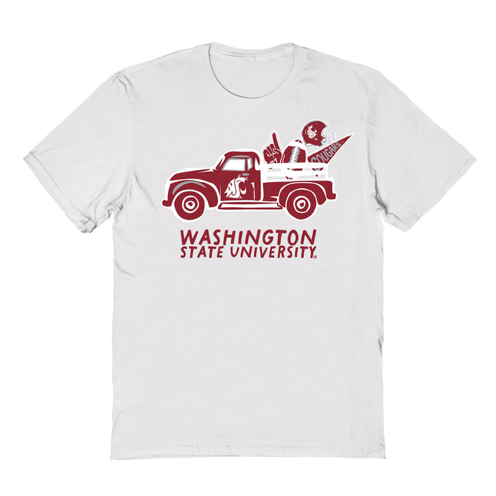 Washington State Cougars Hand Sketched Vive La Fete Impressions Truck White T-shirt for Women