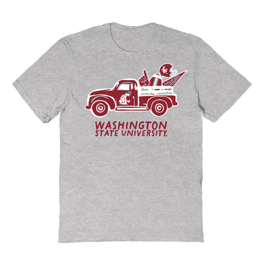 Washington State Cougars WSU Hand Sketched Vive La Fete Impressions Truck Grey T-shirt for Women