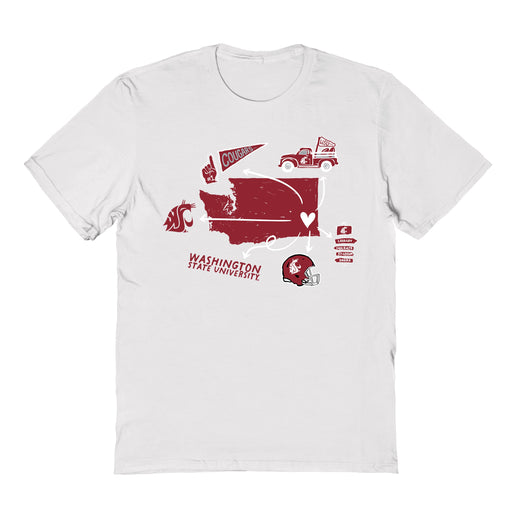Washington State Cougars Hand Sketched Vive La Fete Impressions Icones White T-shirt for Women