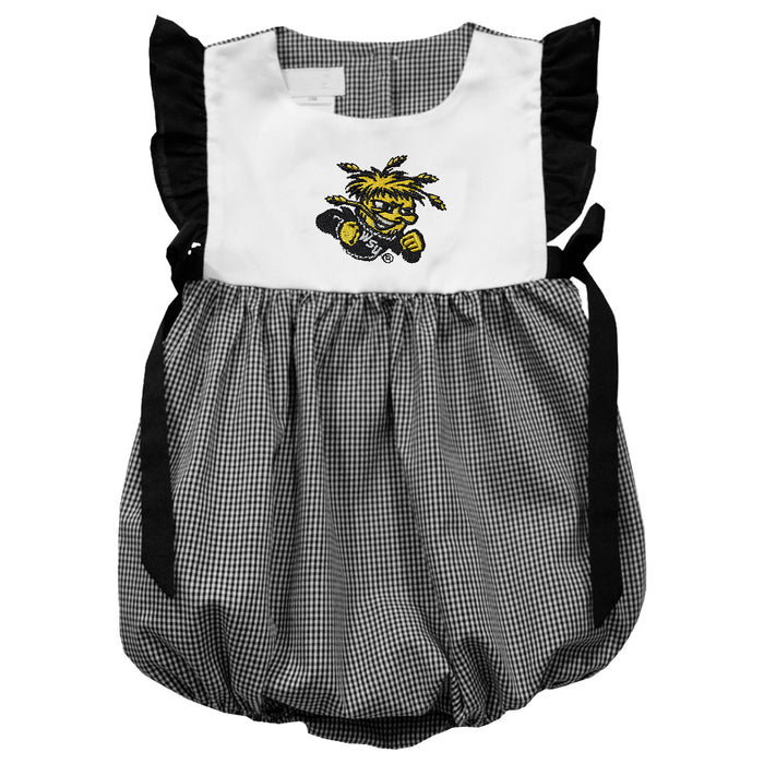 Wichita State Shockers WSU Embroidered Black Gingham Girls Bubble