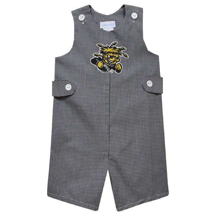 Wichita State Shockers WSU Embroidered Black Gingham Boys Jon Jon