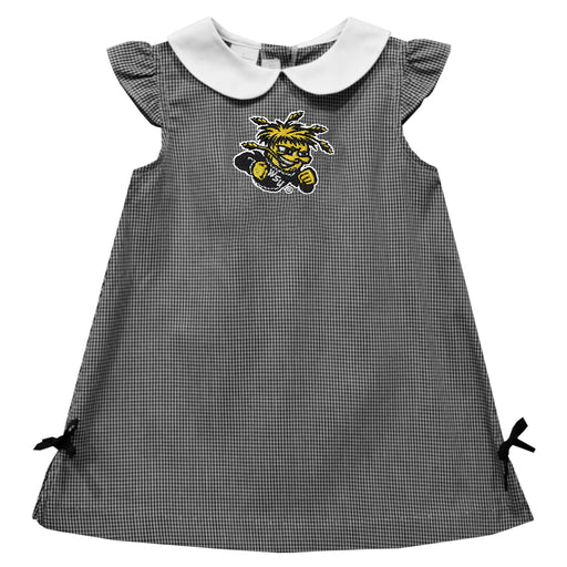 Wichita State Shockers WSU Embroidered Black Gingham A Line Dress