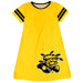 Wichita State Shockers WSU Vive La Fete Girls Game Day Short Sleeve Yellow A-Line Dress with large Logo