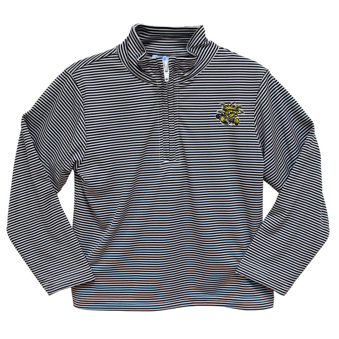 Wichita State Shockers WSU Embroidered Black Stripes Quarter Zip Pullover