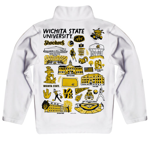 Wichita State Shockers WSU Hand Sketched Vive La Fete Impressions Artwork White Boys Quarter Zip Pullover V1 - Vive La Fête - Online Apparel Store