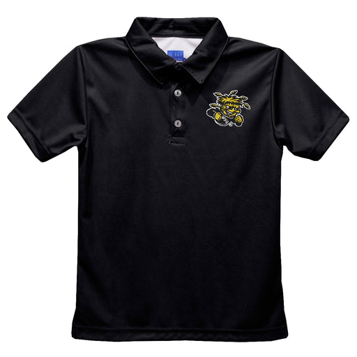Wichita State Shockers WSU Embroidered Black Short Sleeve Polo Box Shirt