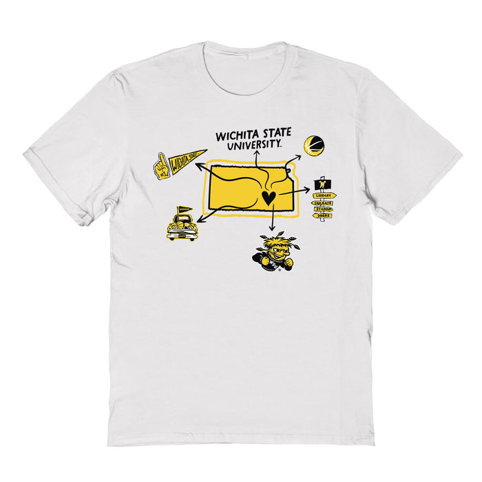 Wichita State Shockers WSU Hand Sketched Vive La Fete Impressions Icones Kids White T-shirt