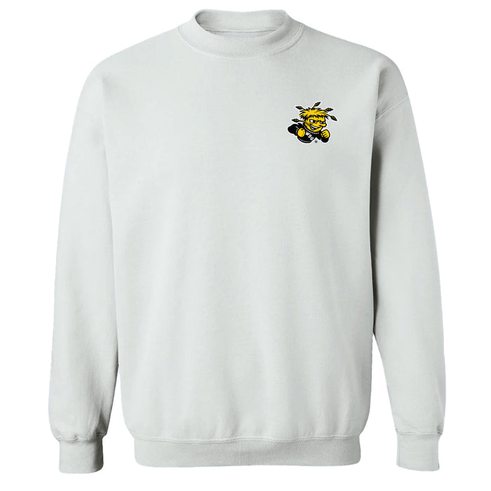 Wichita State Shockers WSU Hand Sketched Vive La Fete Impressions Artwork White Crew Neck Sweatshirt for Women