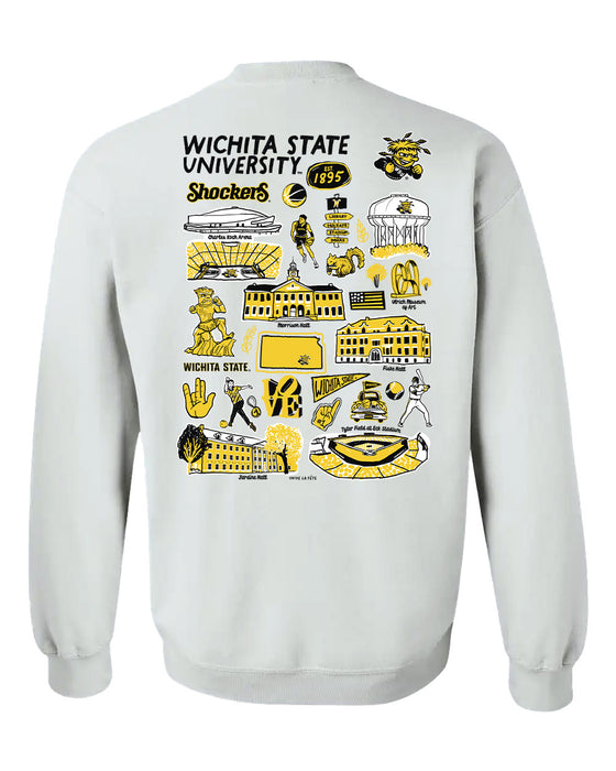 Wichita State Shockers WSU Hand Sketched Artwork Black Crewneck Sweatshirt for Women - Vive La Fête - Online Apparel Store