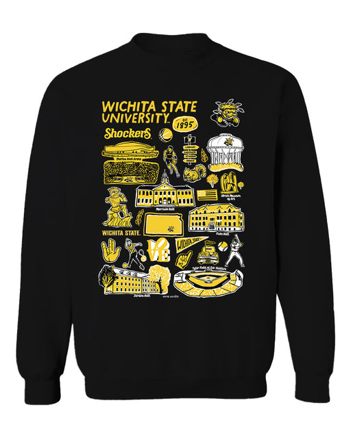 Wichita State Shockers WSU Vive La Fete Impressions Black Cotton Crewneck Sweatshirt for Women