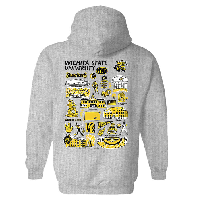 Wichita State Shockers WSU Hand Sketched Artwork Cotton Fleece Women Hoodie - Vive La Fête - Online Apparel Store