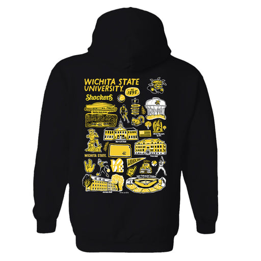 Wichita State Shockers WSU Hand Sketched Artwork Cotton Fleece Women Hoodie - Vive La Fête - Online Apparel Store