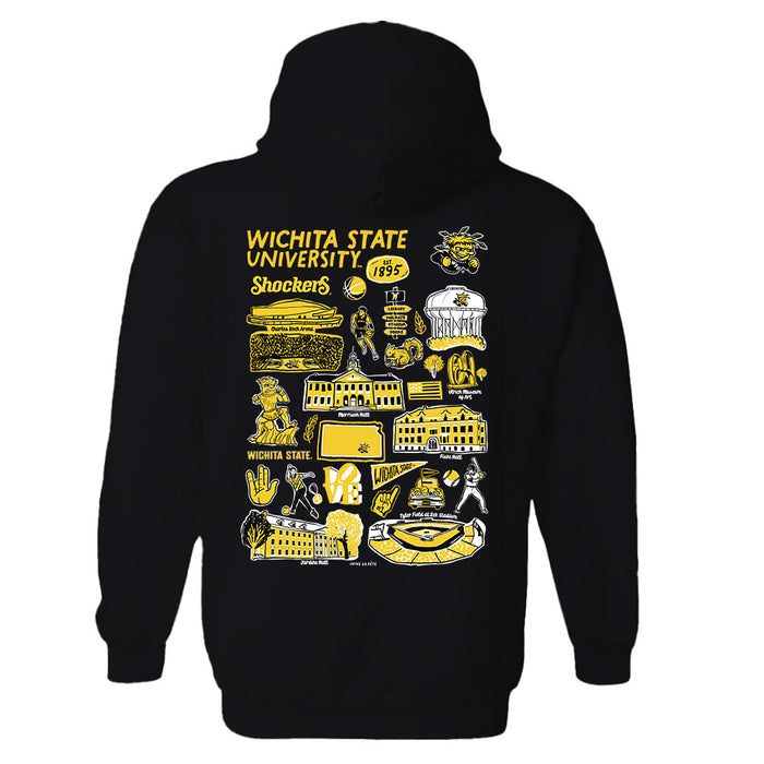 Wichita State Shockers WSU Hand Sketched Artwork Cotton Fleece Women Hoodie - Vive La Fête - Online Apparel Store
