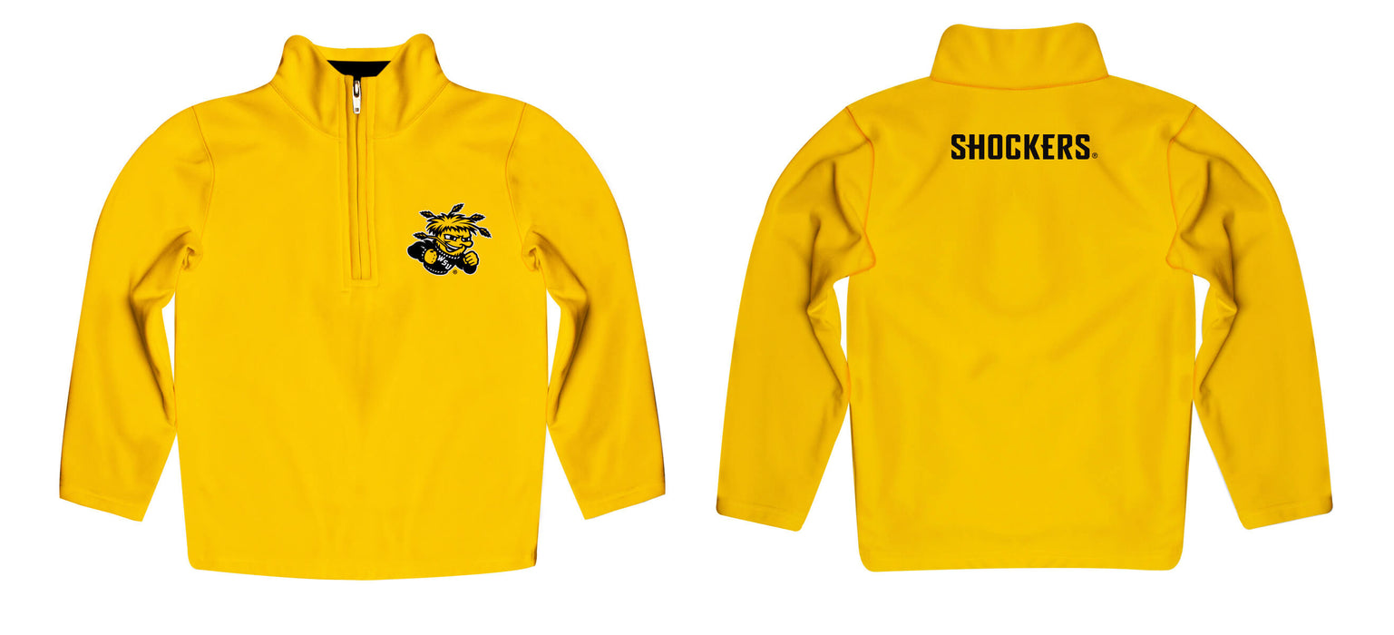 Wichita State Shockers Vive La Fete Logo and Mascot Name Womens Yellow Quarter Zip Pullover - Vive La Fête - Online Apparel Store