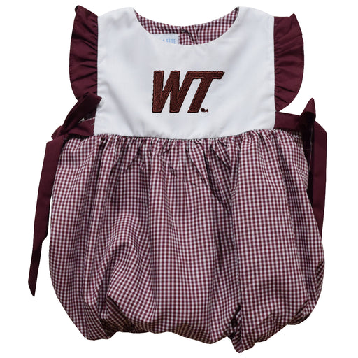 West Texas A&M Buffaloes Embroidered Maroon Gingham Girls Bubble