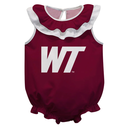 West Texas A&M Buffaloes Maroon Sleeveless Ruffle Onesie Logo Bodysuit