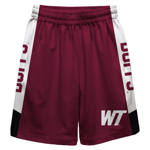 West Texas A&M Buffaloes Vive La Fete Game Day Maroon Stripes Boys Solid White Athletic Mesh Short