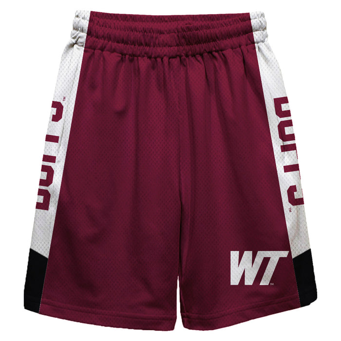 West Texas A&M Buffaloes Vive La Fete Game Day Maroon Stripes Boys Solid White Athletic Mesh Short