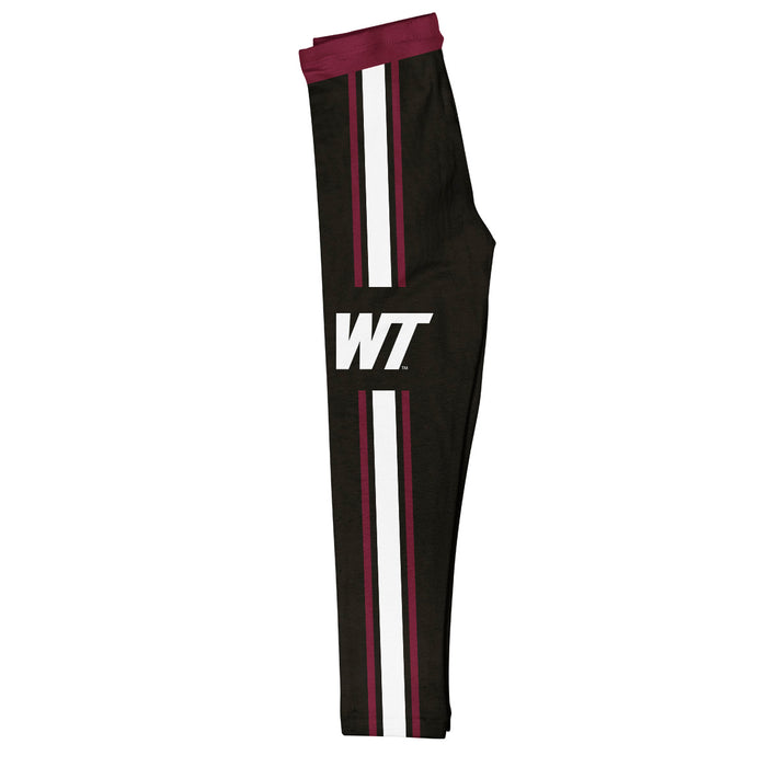 West Texas A&M Buffaloes Vive La Fete Girls Game Day Black with Maroon Stripes Leggings Tights - Vive La Fête - Online Apparel Store