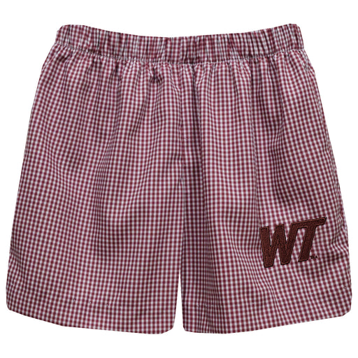 West Texas A&M Buffaloes Embroidered Maroon Gingham Pull On Short