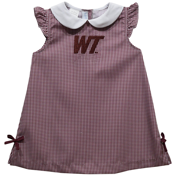 Sacramento City College Panthers Embroidered Maroon Gingham A Line Dress