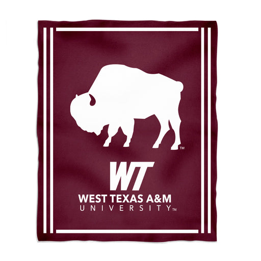 West Texas A&M Buffaloes Vive La Fete Kids Game Day Maroon Plush Soft Minky Blanket 36 x 48 Mascot