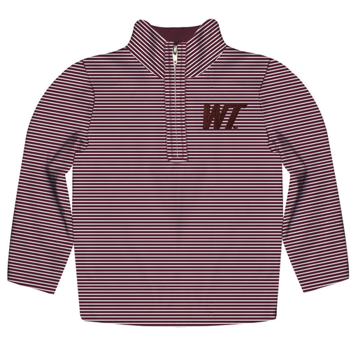 West Texas A&M Buffaloes Embroidered Maroon Stripes Quarter Zip Pullover
