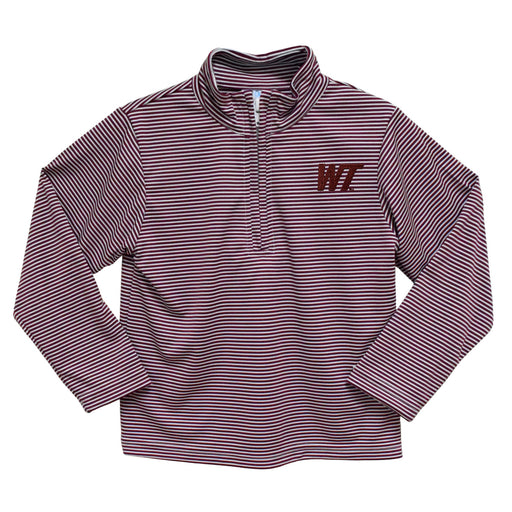 West Texas A&M Buffaloes Embroidered Maroon Stripes Quarter Zip Pullover