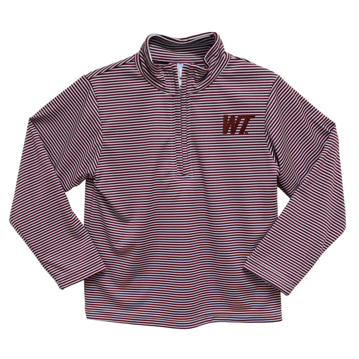 West Texas A&M Buffaloes Embroidered Maroon Stripes Quarter Zip Pullover