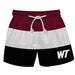 West Texas A&M Buffaloes Vive La Fete Maroon Stripes Swimtrunks V1